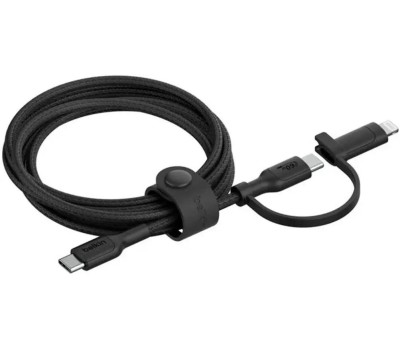 BELKIN Кабель 2in1 60W USB-C & Lightning To USB-C Braided Cable. Длина: 1,5м. Цвет: черный