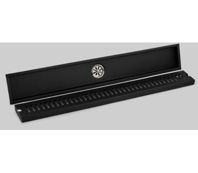 САНАКС - Трап линейный 800 х 100 мм, вертикальный выпуск с гидрозатвором, с верхним бортиком, из нержавеющей стали марки SUS 304, цвет ЧЁРНЫЙ. 00051-B