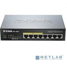 D-Link DGS-1008P/E1A Неуправляемый коммутатор с 8 портами 10/100/1000Base-T (4 порта PoE 802.3af/at, PoE-бюджет 80 Вт)