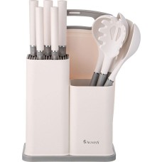 Набор кухонный AGNESS НАБОР ИЗ 12ПР: 5 НОЖЕЙ,ДОСКА,ПОДСТАВКА,ПОЛОВНИК,ЛОЖКА,ЛОПАТКА,ШУМОВКА,ЛОЖКА ДЛЯ СПАГЕТТИ 671-213