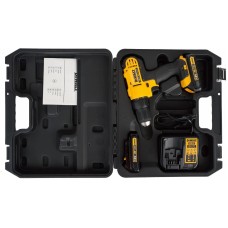Дрель-шуруповерт DEWALT Дрель-шуруповерт DCD771S2 аккумуляторная /18 В/42 Нм/до 1500 об. в мин/ 2 АКБ 1.5Ач + ЗУ/быстрозажимной/реверс/LED-подсветка/щеточный/кейс/желтый (DCD771S2-IN)