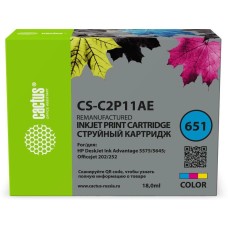 CACTUS Картридж струйный CS-C2P11AE № 651 многоцветный (18мл) для HP 5575/5645 OJ 202/252
