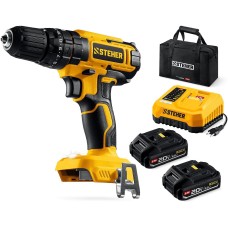 STEHER 20 В, 40 Н·м, 2 АКБ LMS (2 А·ч), ударная дрель-шуруповерт, сумка (CDS-40-22)