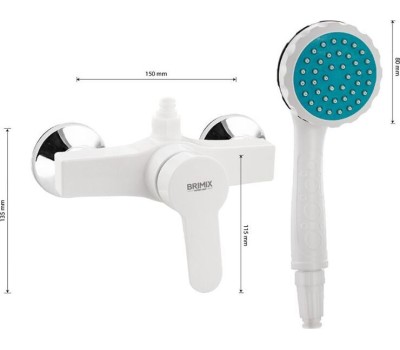 Смеситель в ДУШ BRIMIX 594 Смеситель в ДУШ , шаровый из высокопрочного пластика АБС - БЕЛЫЙ