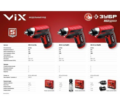 Аккумуляторная отвертка ЗУБР ЗО-Е-3.6 Ли 3.6В