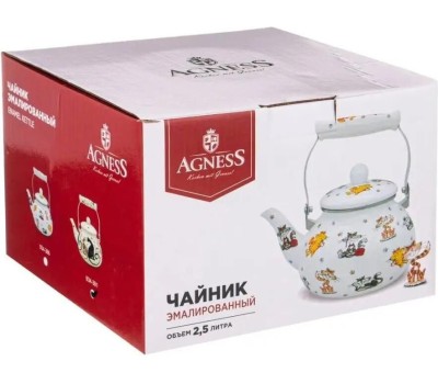 Чайник AGNESS 934-391 ПАРИЖСКИЕ КОТЫ эмал. 2,5л
