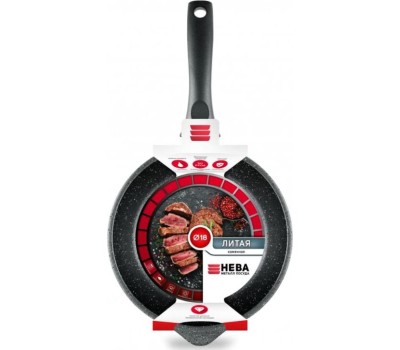Сковорода НЕВА МЕТАЛЛ ПОСУДА 18118у а/пр литая 18см Черный гранит