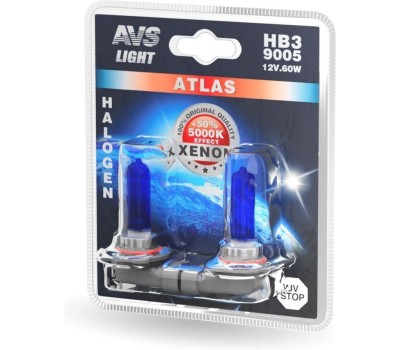 Лампа галогенная AVS ATLAS/5000К/ HB3/9005.12V.65W.блистер 2шт