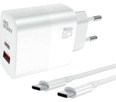 Сетевое ЗУ AKSBERRY (6900286930012) T45 45W PD/QC3.0 + кабель type c, белый