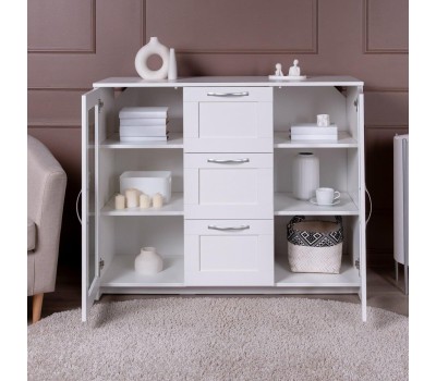 Корпусная мебель ГУД ЛАКК 2.02.03.380.1 СИРИУС тумба 2 двери со стеклом и 3 ящика 117х95 белая RU (2 пак.)