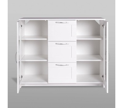 Корпусная мебель ГУД ЛАКК 2.02.03.380.1 СИРИУС тумба 2 двери со стеклом и 3 ящика 117х95 белая RU (2 пак.)