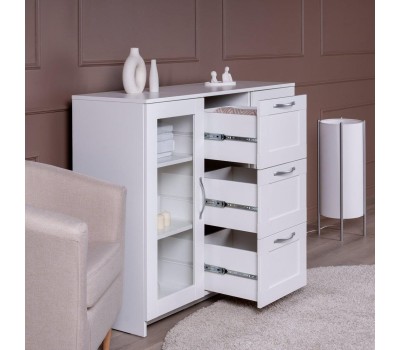 Корпусная мебель ГУД ЛАКК 2.02.03.380.1 СИРИУС тумба 2 двери со стеклом и 3 ящика 117х95 белая RU (2 пак.)