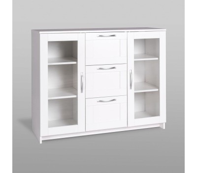 Корпусная мебель ГУД ЛАКК 2.02.03.380.1 СИРИУС тумба 2 двери со стеклом и 3 ящика 117х95 белая RU (2 пак.)