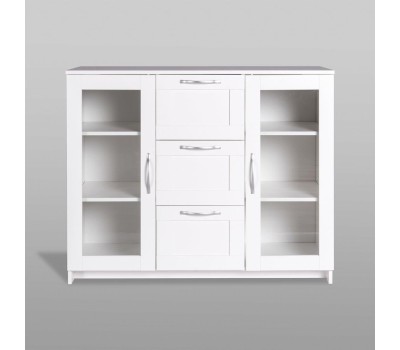 Корпусная мебель ГУД ЛАКК 2.02.03.380.1 СИРИУС тумба 2 двери со стеклом и 3 ящика 117х95 белая RU (2 пак.)