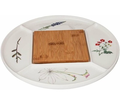 Менажница BRONCO 474-138 MEADOW на 5 секций с деревян.доской 32,5*32,5*2см