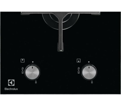 Варочная панель газовая ELECTROLUX Газовая варочная панель EGC3322NVK, 2 конфорки, закаленное стекло, черный