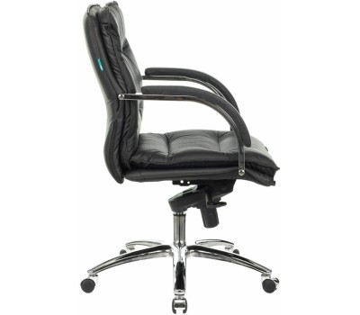 Кресло компьютерное БЮРОКРАТ Кресло руководителя T-9927SL-LOW, кожа, до 200кг, механизм со смещенной осью, фиксированные подлокотники, черный