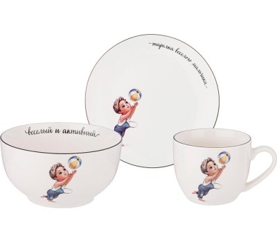 Набор столовый LEFARD НАБОР ПОСУДЫ ВЕСЕЛЫЙ МАЛЬЧИК 3 ПР.: САЛАТНИК 470МЛ, ТАРЕЛКА 20СМ, КРУЖКА 220МЛ 260-679