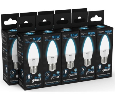 GAUSS Упаковка ламп LED E27, свеча, 9.5Вт, 103102310, 10 шт