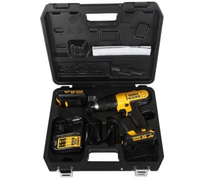 Дрель-шуруповерт DEWALT Дрель-шуруповерт DCD771S2 аккумуляторная /18 В/42 Нм/до 1500 об. в мин/ 2 АКБ 1.5Ач + ЗУ/быстрозажимной/реверс/LED-подсветка/щеточный/кейс/желтый (DCD771S2-IN)