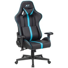 A4TECH Кресло игровое X7 GG-1200, на колесиках, эко.кожа, черный/голубой