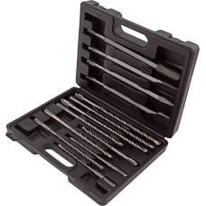 Набор буров MATRIX Набор буров по бетону, 6-8-10 х 160, 8-10-12 х 210, 10-12-14 х 260 мм, зубила 4 шт, SDS Plus 71098