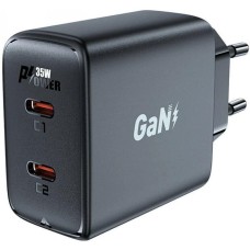 ACEFAST Сетевое зарядное устройство A49 PD35W GaN (USB-C+USB-C) dual port charger (EU). Цвет: черный