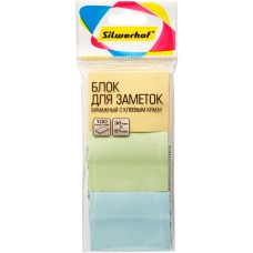 SILWERHOF Блок самоклеящийся бумажный 38x51мм 100лист. 75г/м2 пастель ассорти европодвес (упак.:3шт)