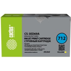 CACTUS Картридж струйный CS-3ED69A 712 желтый (29мл) для HP DJ T230/T630/T650 с чипом