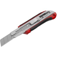 MATRIX Нож, 25 мм, выдвижное лезвие, усиленная металлическая направляющая, металлическая обрезиненная рукоятка 78959