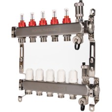 Сантехническая арматура ROYAL THERMO Коллектор нерж. в сборе с расходомерами 1