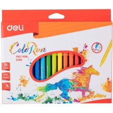 DELI Фломастеры EC10010 ColoRun Вентилируемый 18цв. коробка с европодвесом