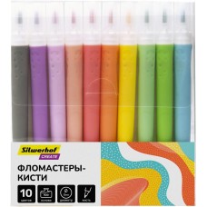 SILWERHOF Фломастеры Create 13мм 146мм кисть Вентилируемый 10цв. пакет с европодвесом