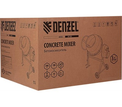Бетоносмеситель DENZEL Бетоносмеситель B-125, 550 Вт, 130 л 95421