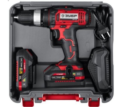 Дрель аккумуляторная ЗУБР ДШУ-185-22 18В, 2аккум., кейс