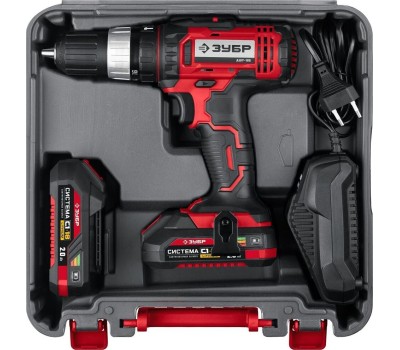 Дрель аккумуляторная ЗУБР ДШУ-185-22 18В, 2аккум., кейс