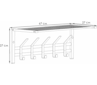 Вешалка настенная ЗМИ Торонто 21 с полкой графитовая ВСПТ21