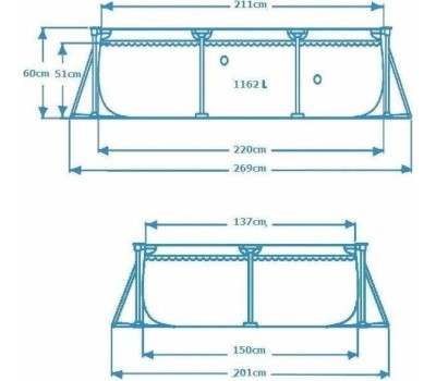 Бассейн каркасный INTEX Бассейн каркасный 220х150х60 см. Прямоугольный . (в коробке) Арт. 28270NP