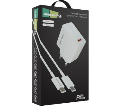 СЗУ MORE CHOICE (4610196408915) NC60a 1USB-C 3.0A PD 20W быстрая зарядка для Type-C White