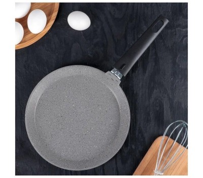 Сковорода KUKMARA Сбмс240-1а а/пр литая блинная 24см съемн/руч Светлый мрамор