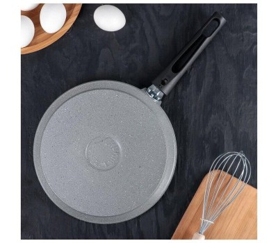 Сковорода KUKMARA Сбмс240-1а а/пр литая блинная 24см съемн/руч Светлый мрамор