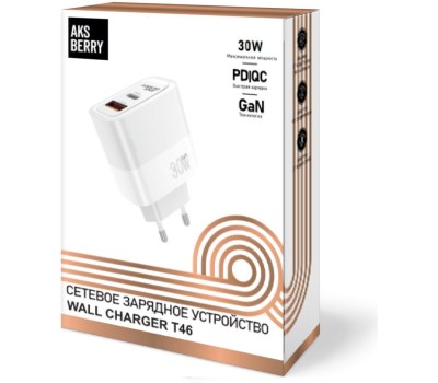 Сетевое ЗУ AKSBERRY (6900286960019) T46 30W PD + QC3.0, белый