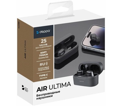 DEPPA Наушники Air Ultima, Bluetooth, внутриканальные, черный [44199]