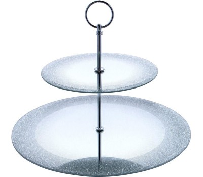 Блюдо AGNESS 357-253-1 SILVER MIRROR 2х ярусное 19/30см