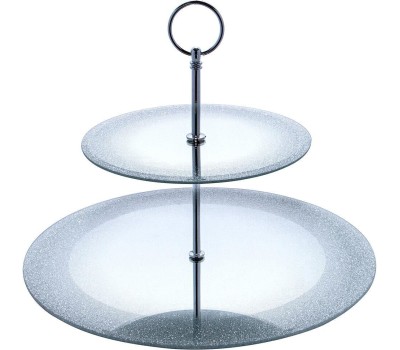 Блюдо AGNESS 357-253-1 SILVER MIRROR 2х ярусное 19/30см