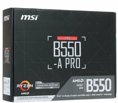 Материнская плата MSI Материнская плата B550-A PRO Soc-AM4 AMD B550 4xDDR4 ATX AC`97 8ch(7.1) GbLAN RAID+HDMI+DP