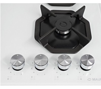 Варочная панель газовая MAUNFELD Газовая варочная панель EGHG.64.2CW/G, 4 конфорки, закаленное стекло, белый