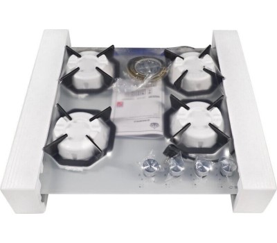 Варочная панель газовая MAUNFELD Газовая варочная панель EGHG.64.2CW/G, 4 конфорки, закаленное стекло, белый