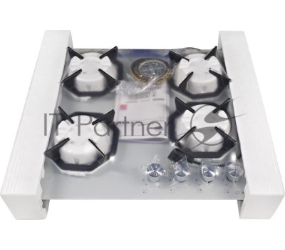 Варочная панель газовая MAUNFELD Газовая варочная панель EGHG.64.2CW/G, 4 конфорки, закаленное стекло, белый