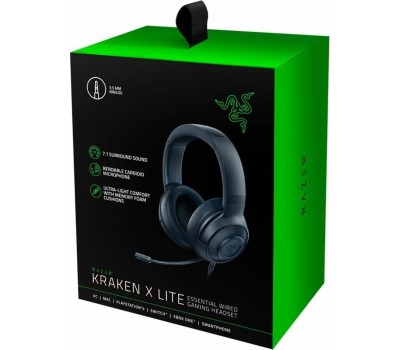 RAZER Гарнитура игровая Kraken X Lite, для компьютера и игровых консолей, мониторные, проводные, черный [rz04-02950100-r381]